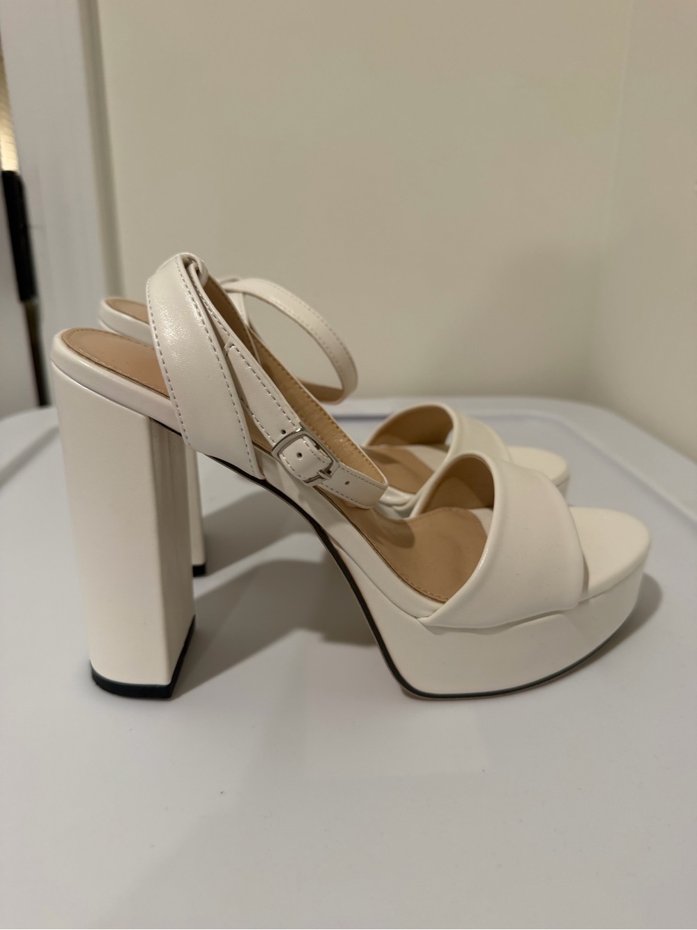 Classic White Platform Ankle-Strap Sandals